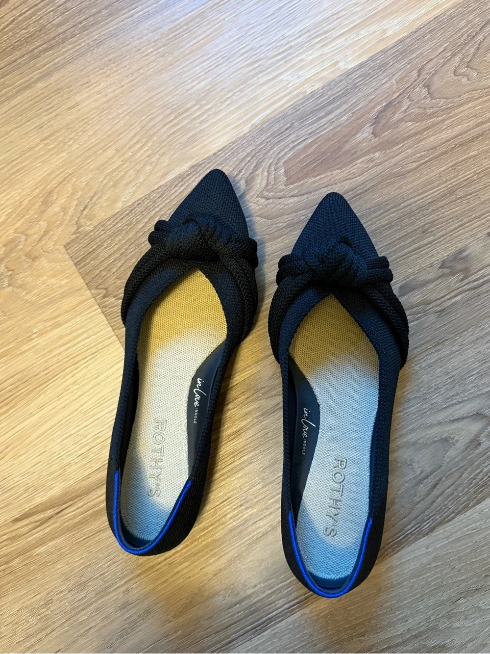 5.5 Rothy's Black Pointed Knot Ballet Flats